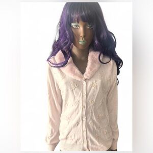 Liz Claiborne Pink Cardigan with Embroidered Details